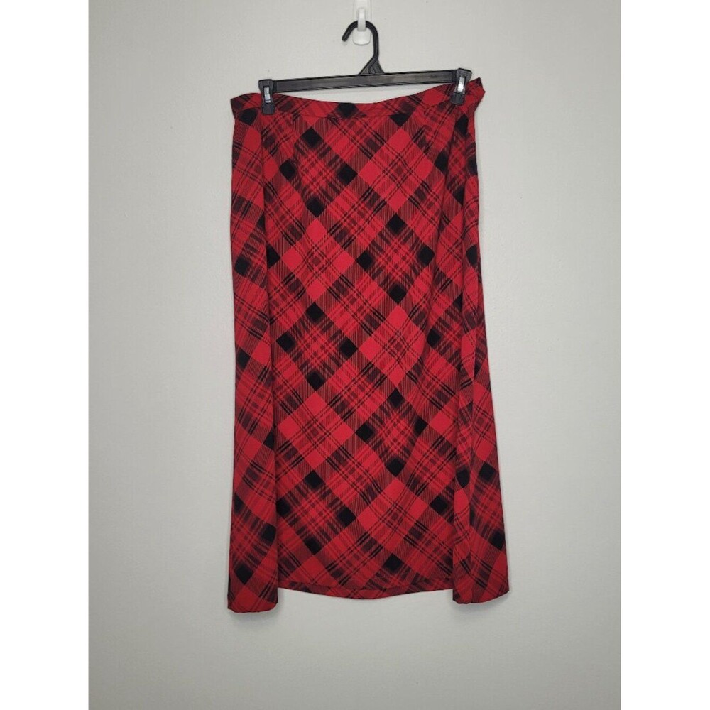 Coldwater Creek black red plaid a line maxi holiday plus size skirt size 1x